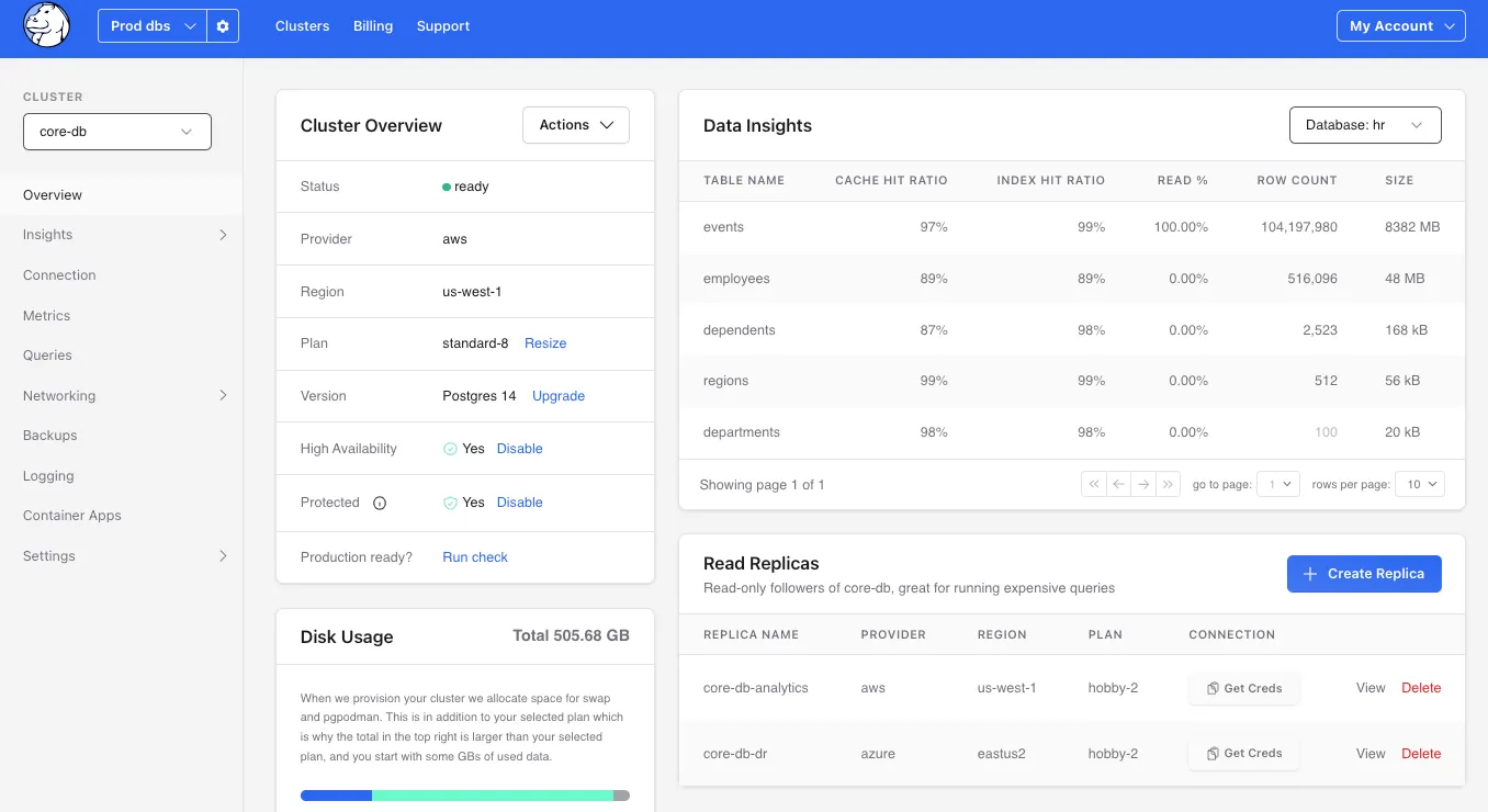 Crunchy Bridge Dashboard