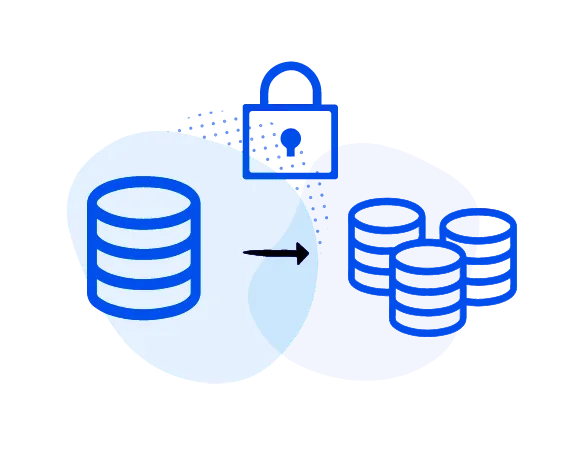 Icon symbolizing a reliable process for scaling up your databases from one to many